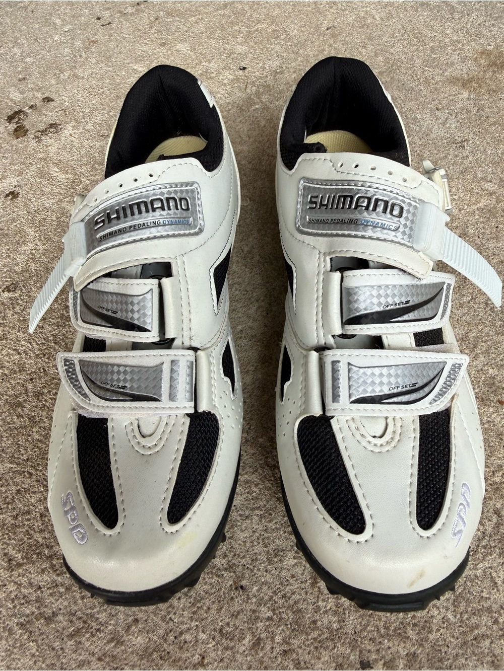 Shimano SH-WM62 White and Black Cycling Shoes with clips Size 40 or size 8